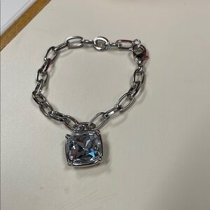 Silver Chain Bracelet with dismond Gemstone charm